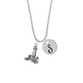 thumbnail image 2 of Delight Jewelry Silvertone Antiqued Lighthouse Silvertone Script Initial Disc - S - Charm Necklace, 20"+3", 2 of 4