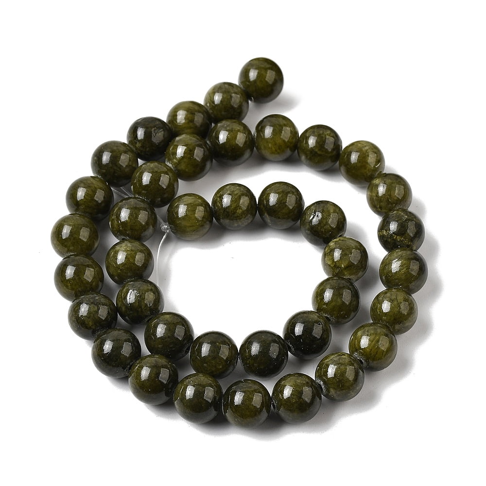 Round Gemstone Beads Natural Serpentine/Green Lace Stone Dark Green 10mm Hole: 1mm 40pcs/strand 16 inch