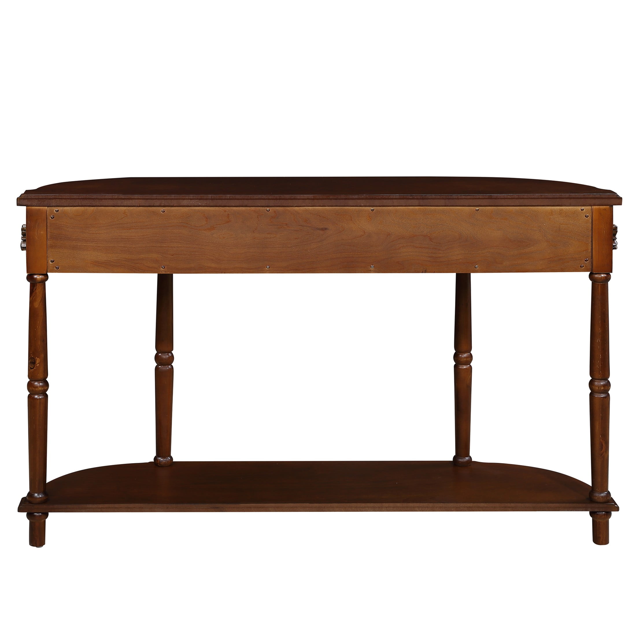 Aukfa Console Table, 52" Retro Half Moon Sofa Table with 2 Drawers and Shelf for Living Room/Hallway, Cherry