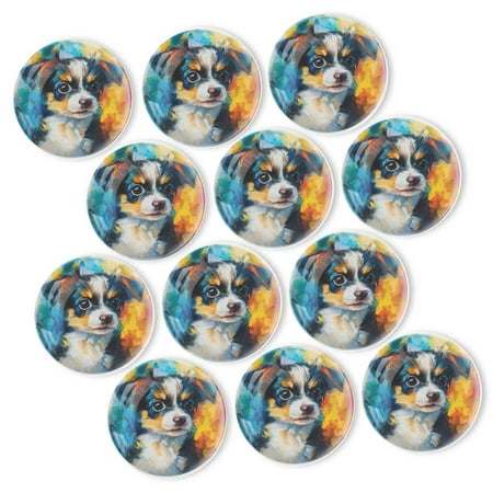 

Strong Refrigerator Magnet Fridge Sticker Vivid Splash - Painted Pup 12Pcs Beautiful Photo Decorative Magnet Set Small Round Crystal Glass Craftwork for Refrigerator Decor