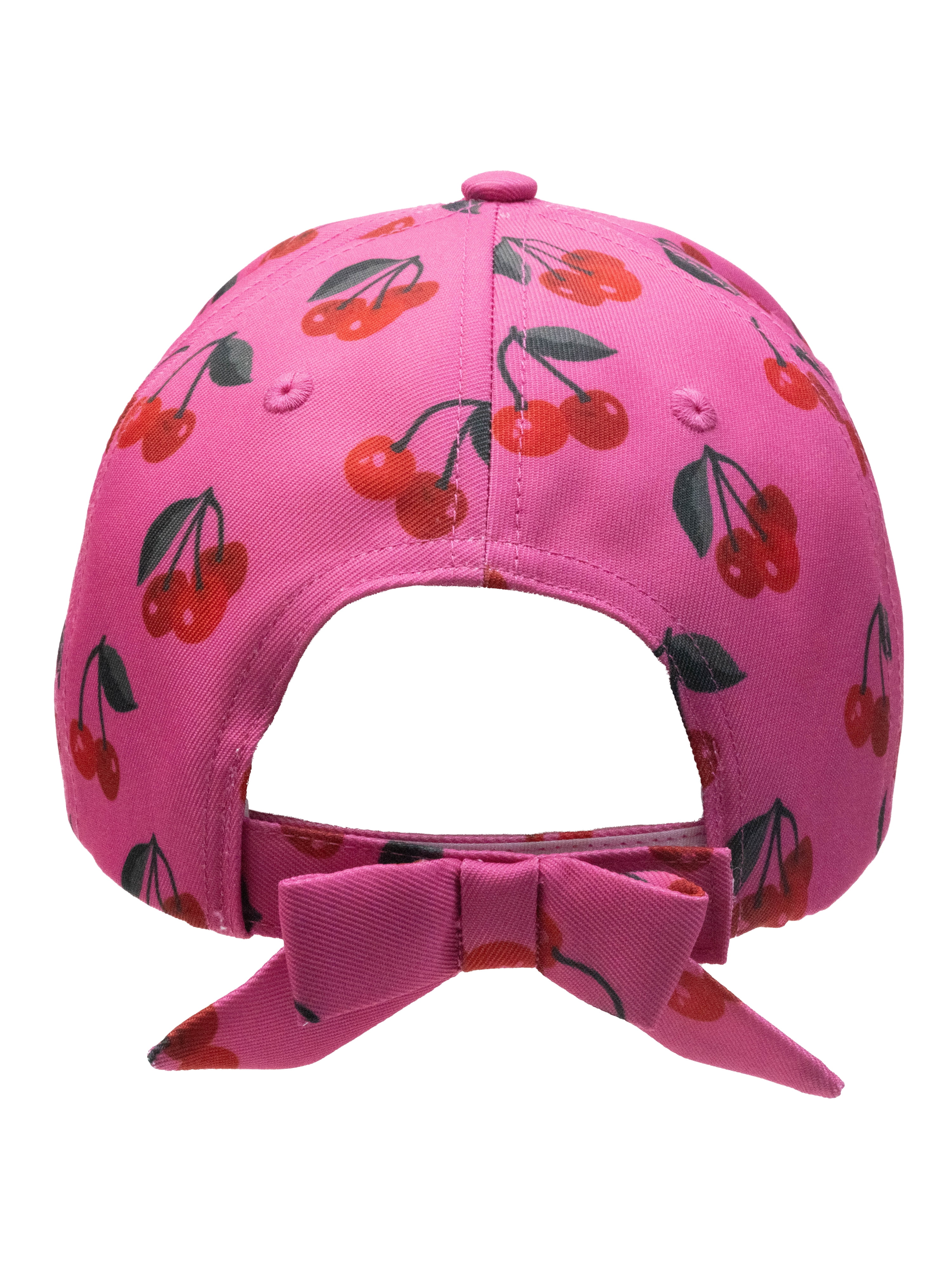 Wonder Nation Girls Baseball Hat, Pink Cherry Print Tie Back