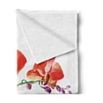 thumbnail image 2 of Floral Soft Flannel Fleece Blanket, Orchid Flower Branch with Vivid Color Petals Blossom Botany Blooms Picture, Cozy Plush for Indoor and Outdoor Use, 50" x 60", Orange Violet White, by Ambesonne, 2 of 5
