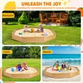 thumbnail image 6 of Magic Union Wooden Outside Octagon Sandbox with Cover, 85"X80"X9" Large Sandpit for Kids with 4 Benches & Bottom Liner, Wood Sand Boxes with Lid for Backyard Garden Lawn, Beach Outdoor Playhouse, 6 of 8