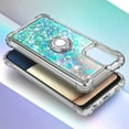 thumbnail image 5 of Nagebee Phone Case for Samsung Galaxy A02S with Tempered Glass Screen Protector (Full Coverage), Glitter Flowing Liquid Shiny Bling [Metal Diamond Ring Kickstand] with Lanyard Strap (Teal), 5 of 6