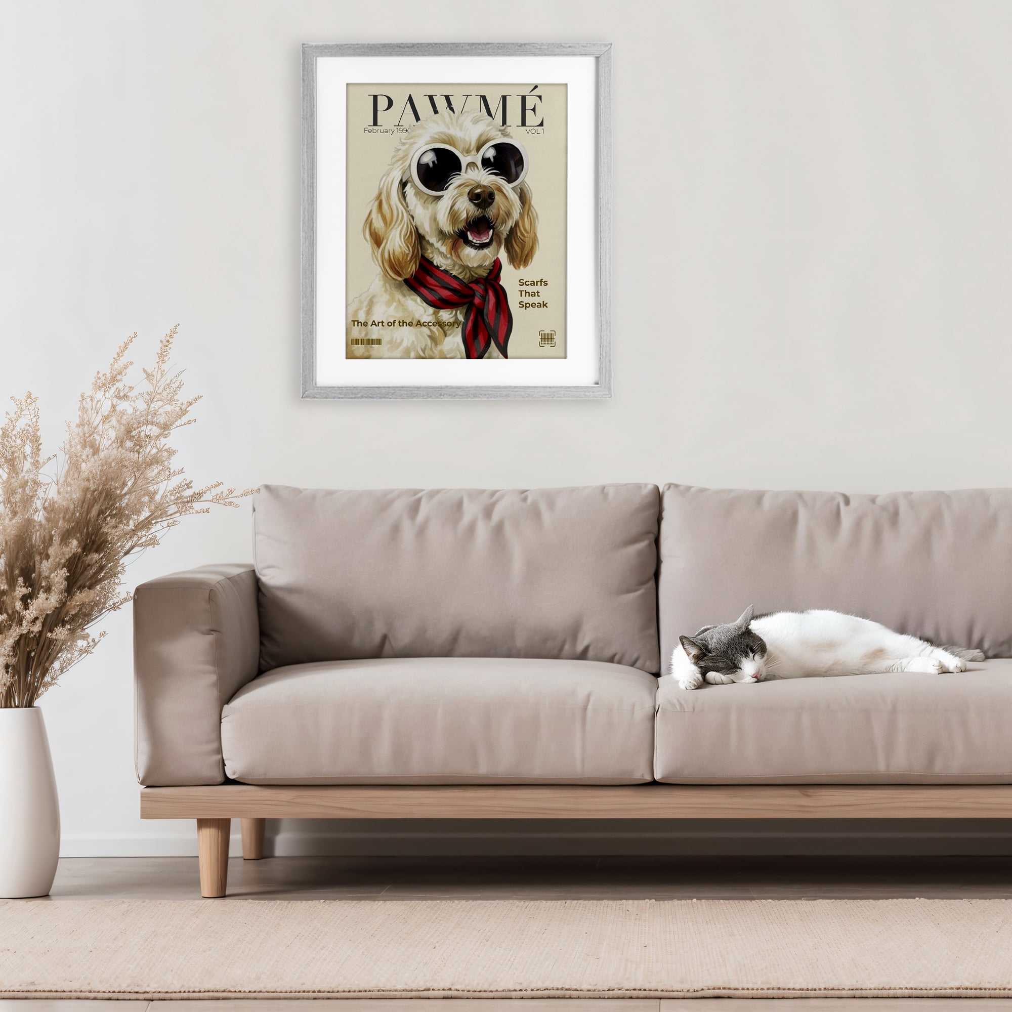 Stupell Industries Pawme Dog Fashion Magazine Gray Framed Print Under Glass, design by A Barefoot Stylist