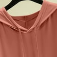 thumbnail image 4 of Womens Summer Hoodies Casual Short Sleeve Drawstring Lightweight Pullover Sweatshirts Ladies Loose Solid Color Soft Workout Tops Basic T-Shirts, 4 of 5