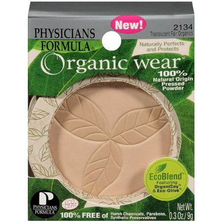 Physicians Formula Organic Wear 100% Natural Pressed Powder, Translucent Fair Organics, 0.3-Ounces