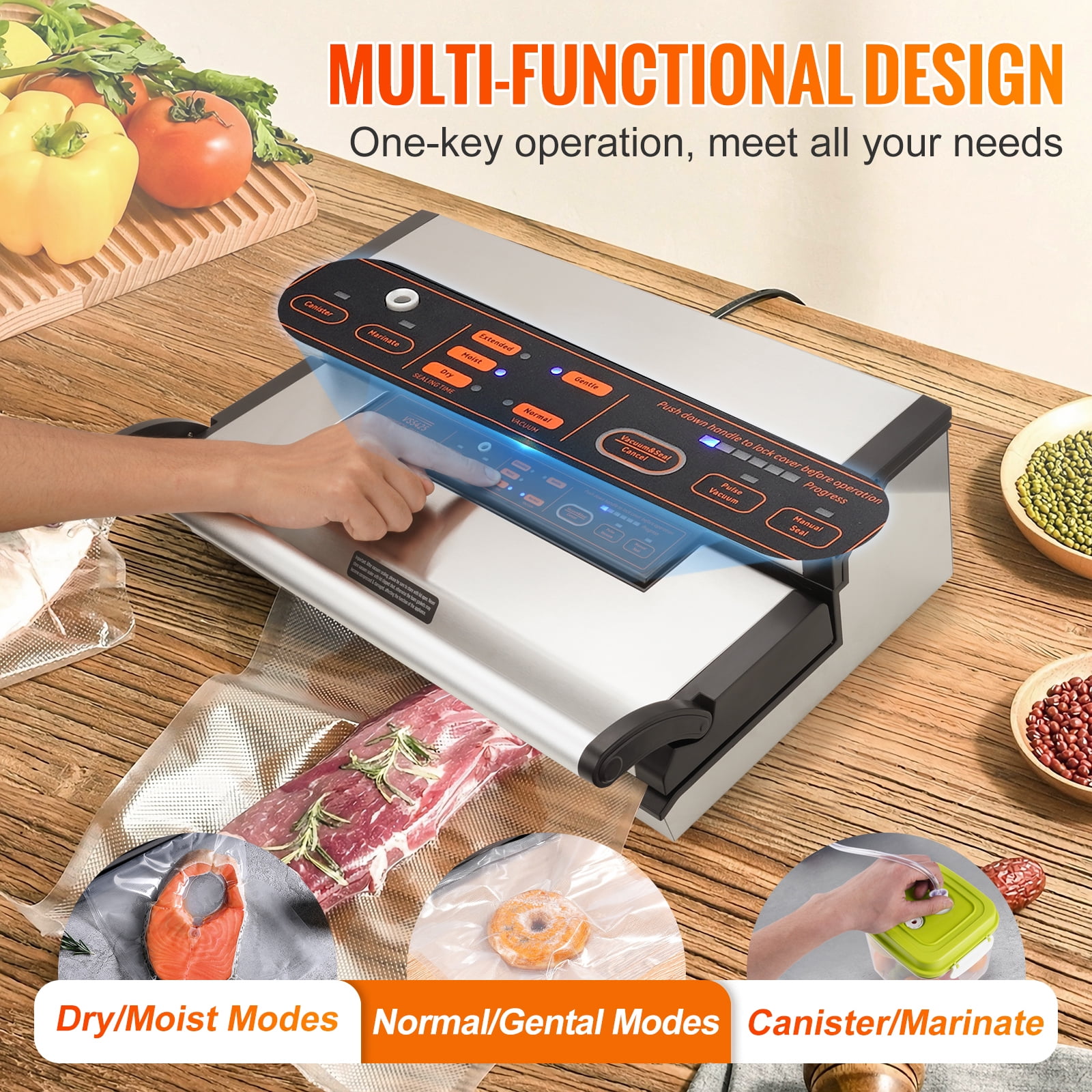 VEVOR Vacuum Sealer Machine Food Preservation Storage Saver 95Kpa w/ Seal Bag