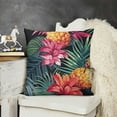 thumbnail image 2 of YINGXI Palm Leaves Throw Pillow Covers Hibiscus Flowers Decorative Pillowcases Soft Cushion Covers for Sofa Couch Bed Home Decor 18x18in, 2 of 5