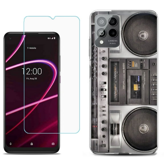 Slim-Fit Gel TPU Phone Case for T-Mobile Revvl 6 Pro 5G, with Tempered Glass Screen Protector, by OneToughShield ® - Boombox