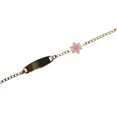 thumbnail image 2 of 18K Solid Yellow Gold Pink and Blue Enamel Star of David Oval Id Bracelet 5.50 inches, 2 of 3