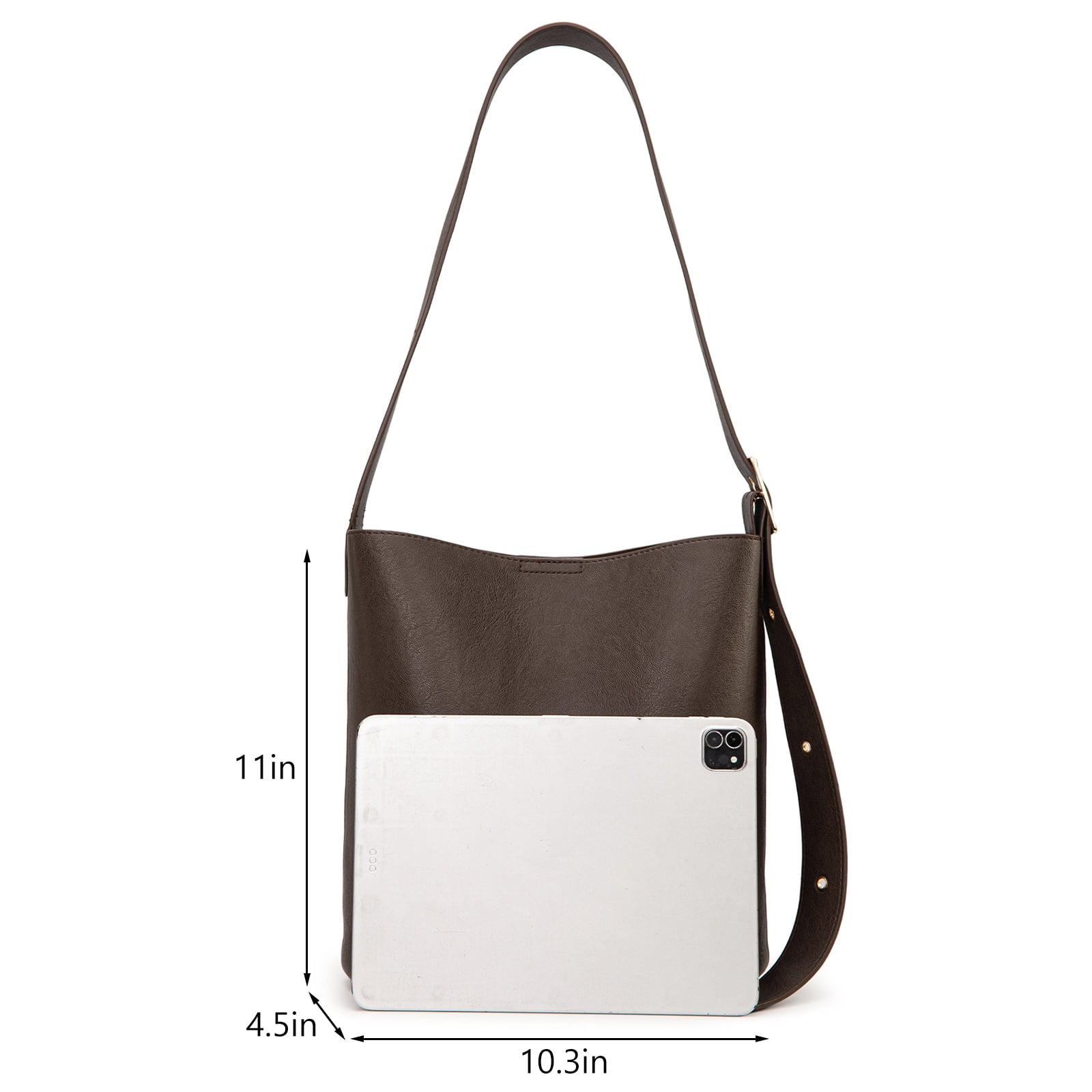Montana West Medium Hobo Shoulder Bag for Women, 2PCS Slouchy Crossbody Purse with Zipper Pouch, Casual Bucket Handbag, Coffee