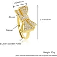 thumbnail image 2 of Gold Bow Ring Dainty Cubic Zirconia Tie Adjustable Statement Jewelry for Women, 2 of 6