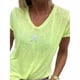 thumbnail image 2 of Camiseta Mujer Cuello en V Manga Corta Top suelto Estampado Chica Verano Top, Amarillo, 5XL Eigraketly AP001862-08, 2 of 5