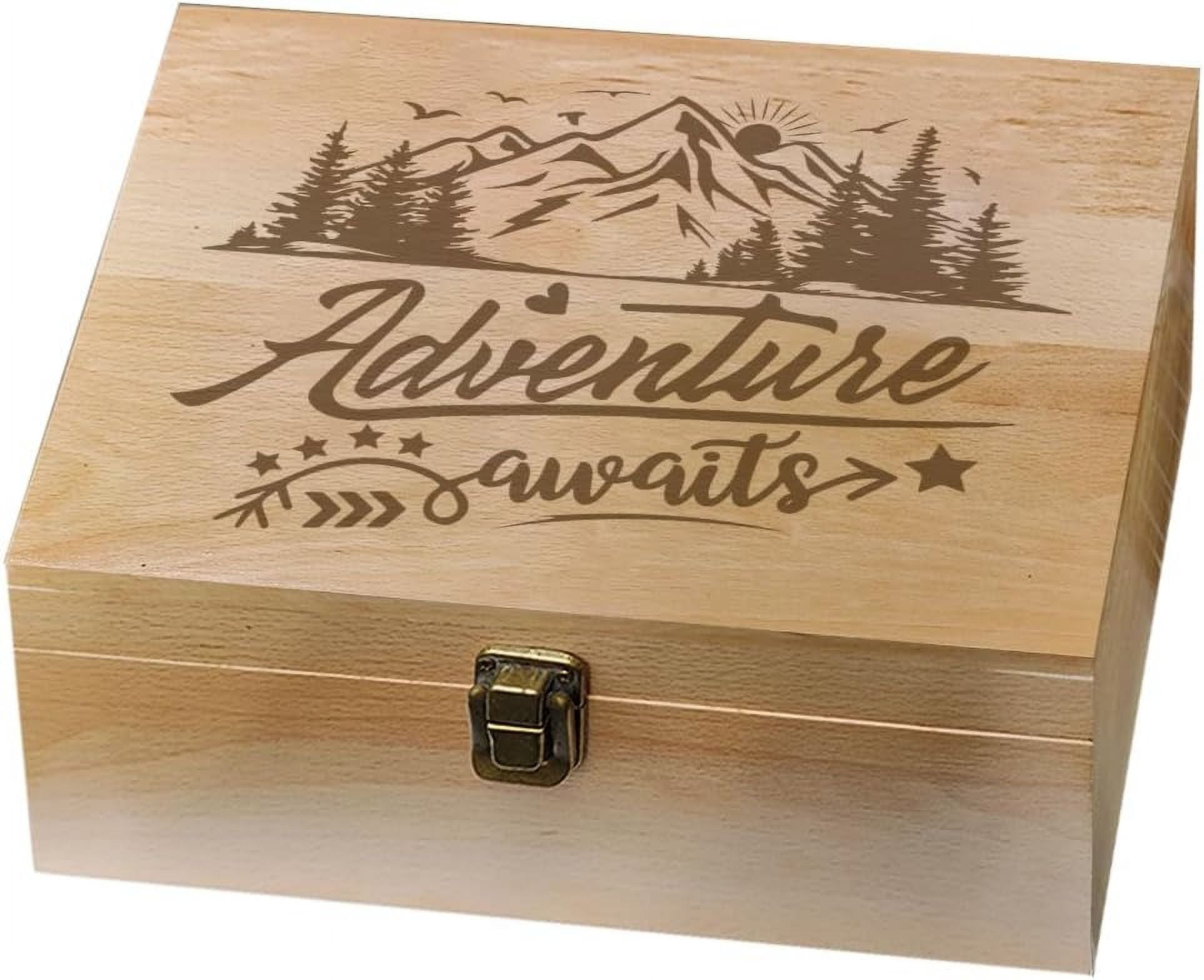 1 Pc Wooden Memory Keepsake Box Owl Pattern Memory Box with Hinged Lids Animal Theme Keepsake Chest for Souvenirs Picture Letter Storage 9.6x7.6x4inch(24.5x19.5x10.3cm)
