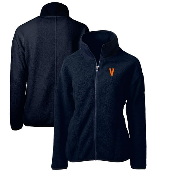 Women's Cutter & Buck Navy Virginia Cavaliers Vintage Cascade Eco Sherpa Full-Zip Fleece Jacket