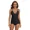 black, variant on Attraco Women Tankini Set Solid Color Swimwear Swim Sets Spaghetti Strap V Neck Curved Selvedge Bathing Suit