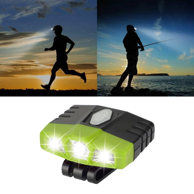 Luz LED con clip brillante Macarena para gorra recargable impermeable verde faro recargable