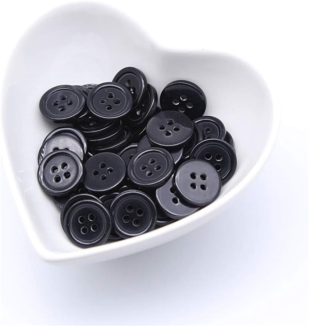 NOGIS 400pcs Round Black Resin Button 18mm 4 Holes Sewing Buttons for Garment DIY Sewing Clothing Accessories