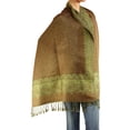 thumbnail image 2 of Falari Women's Pashmina Shawl Wrap Border Pattern Double Layered Scarf Light Green, 2 of 4