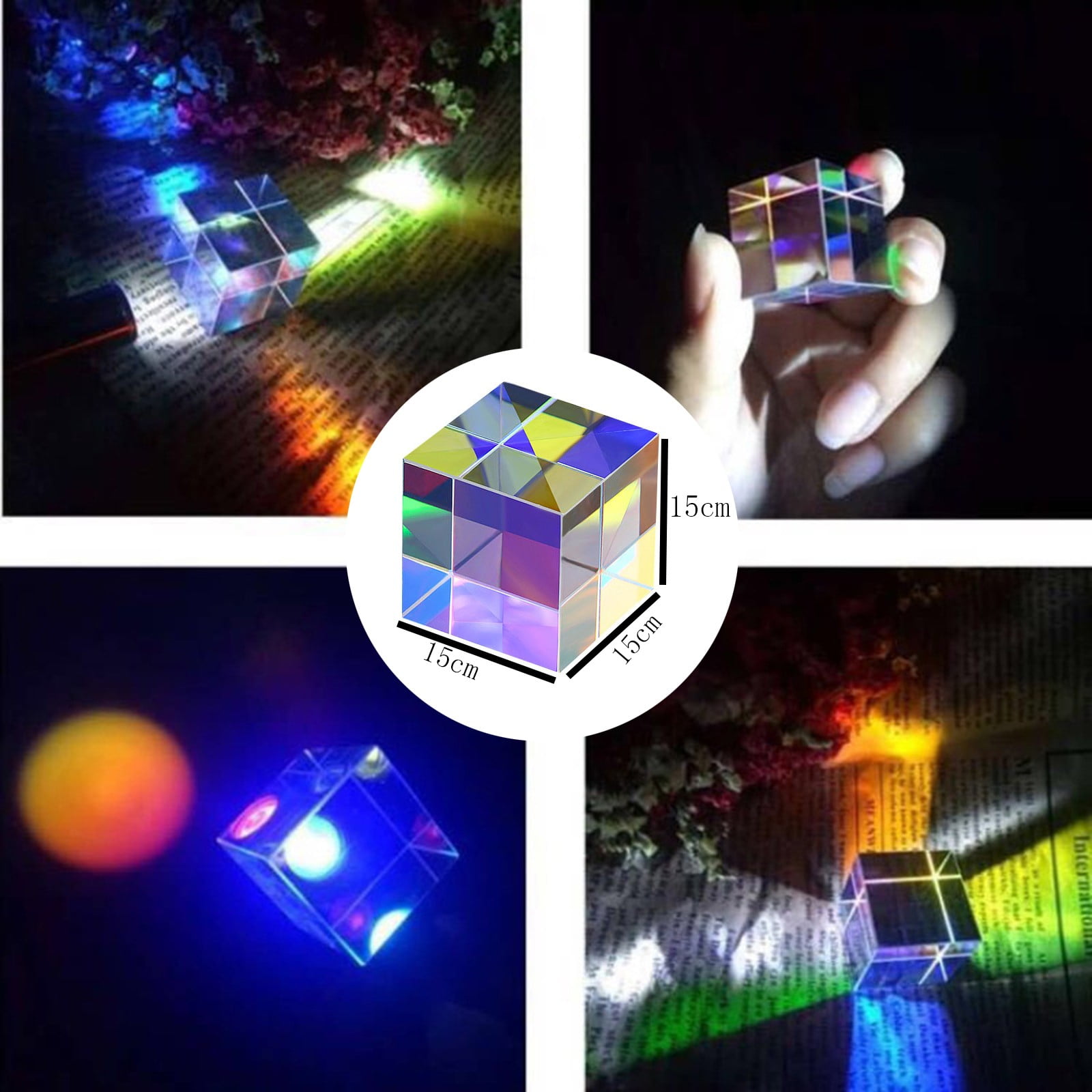 Optical Glass X-cube Dichroic Cube Prism RGB Combiner Splitter Gift Soft Well 
