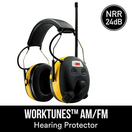 

3M WorkTunes AM/FM Hearing Protector with Audio Assist Technology 24 dB NRR Ear protection for Mowing Snowblowing Construction Work Shops