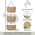 thumbnail image 3 of Hanging Over the Door Basket, Decorative Wall Hanging Baskets, 3 Tier Hanging Organizer, Jute, 14.7"x 3.3"x 43.6", 3 of 7