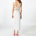 thumbnail image 4 of Sakmal Split Dresses for Women Long Cocktail Graduation White Dress Sleeveless Dresses, 4 of 8