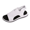thumbnail image 1 of Kcodviy Ladies Summer Solid Color Sandals Womens Breathable Mesh Open Toe Platform Sandals Women Chunky Heel Lightweight Flat Sandals, 1 of 7