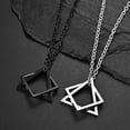 thumbnail image 3 of K-KED Men's Silver Black Geometric Minimalist Square Triangle Pendant Necklace-Silver, 3 of 7