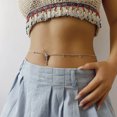 thumbnail image 2 of Silver Crystal Belly Button Ring with Chain Rhinestone Waist Bikini Body Chain Belly Jewelry, 2 of 5