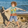 thumbnail image 3 of FORMRS Boys Rash Guard with Short Sleeves UPF 50+ Swim Shirts Sizes 3-12T, Green Glasses, 3 of 6
