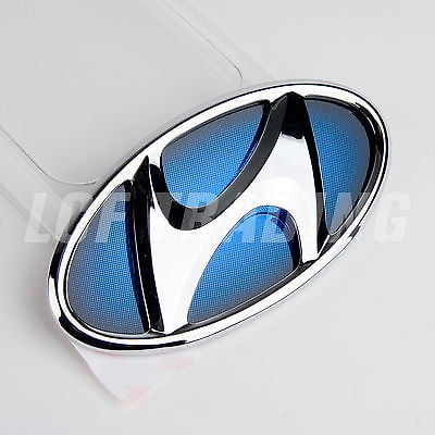Front Bumper Emblem - Hyundai Sonata Hybrid Chrome/Blue Front Emblem GENUINE OEM 86300 4R000