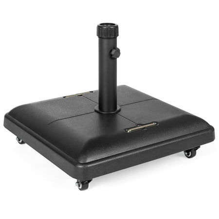 Best Choice Products 81lb. Heavy Duty Patio Square Concrete Rolling Umbrella Base Stand w/Locking Wheels, Handles -Black