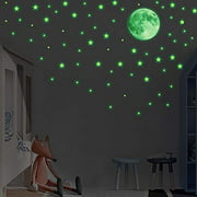 Glow in The Dark Stars for Ceiling or Wall Stickers-Realistic Stars and Full Moon for Starry Sky, Glowing Ceiling Decals for Bedroom, Shining Decoration for Girls and Boys(239Stars,1Moon)