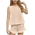 thumbnail image 2 of Delliss Girls Summer Clothing Sets Ruffle Tank Tops and Shorts Cute 2 Piece Outfits 5-15 Years, 2 of 9