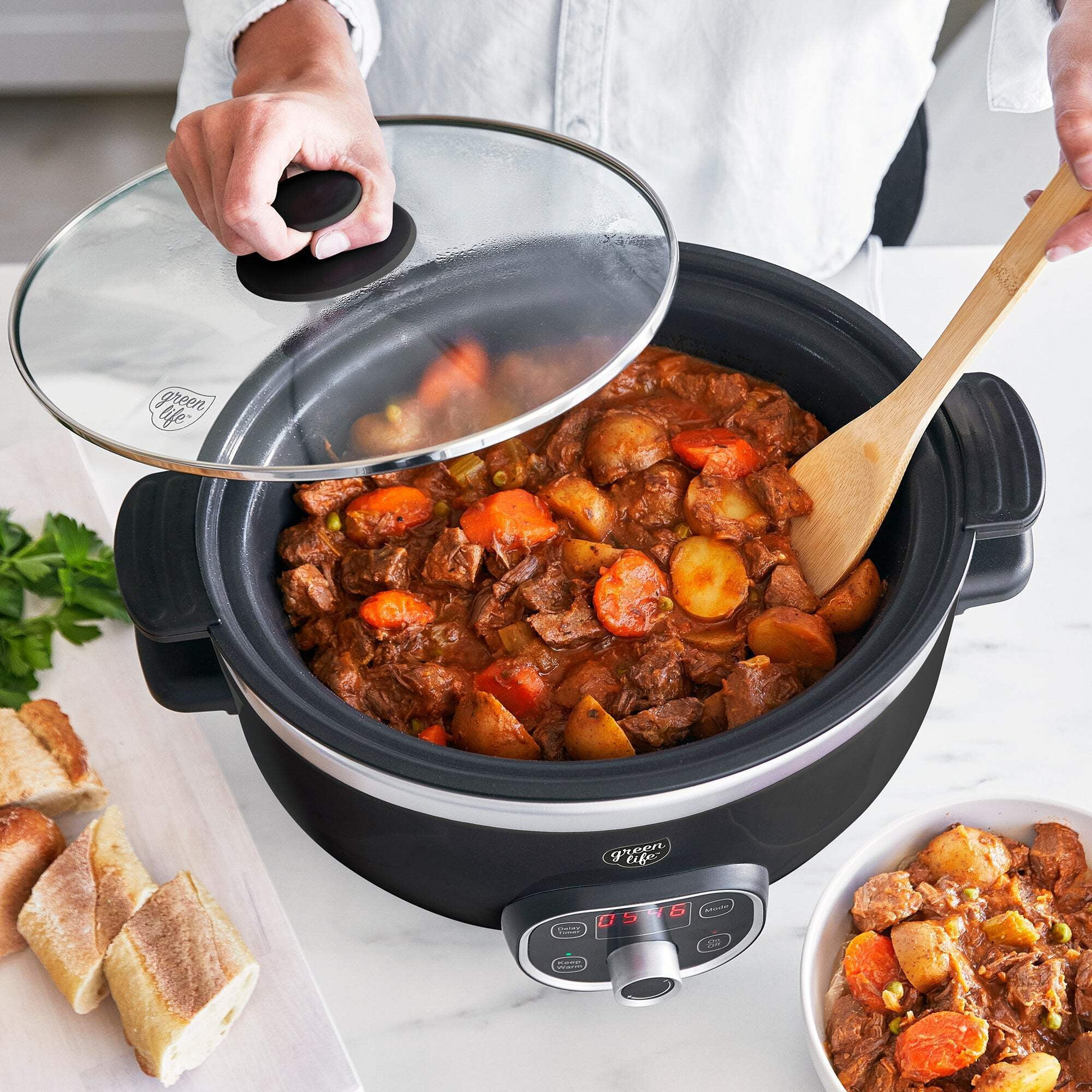 GreenLife 6qt Healthy Ceramic Nonstick Slow Cooker | Black