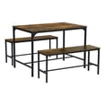thumbnail image 1 of Juego de Comedor 4 Personas Mesa Rectangular 110x70cm con 2 Bancas Estilo Industrial Color Madera, 1 of 8