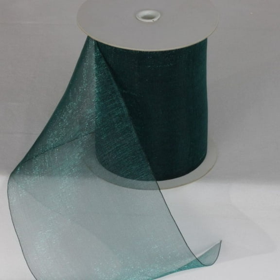 The Ribbon People Pine Green Shimmering Crystal Organdy Wired Craft Ribbon 4" x 27 Yards