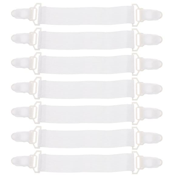 WORGEOUS 16 piezas de sábana ajustable correas de sábana elástica clips de sábana de servicio pesado para sujetar cubiertas de colchón de chapa blancos