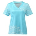 thumbnail image 4 of 2025 Clearance! asdoklhq Juniors Plus Blouses & Shirts,Women Summer Tops Sea Turtle Printed Short Sleeve V-Neck T Shirts Coastal Tees Holiday T-Shirt Casual Loose Fit Blouse, 4 of 7