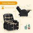 thumbnail image 3 of Costway Kids Youth Recliner Chair PU Leather w/Cup Holders & Side Pockets Black, 3 of 9