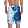 thumbnail image 4 of Lsque Blue White Fluid Art Mens Sleep Pajama Shorts,Short Pajama Pants, Cotton Ultra-Soft Knit-3X-Large, 4 of 9