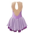 thumbnail image 2 of Haitryli Kids Girls Rhinestone Color Block Figure Ice Skating Dress Sleeveless Ballet Dancewear Lavender 10, 2 of 7