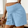 thumbnail image 2 of akafmk Womens Shorts Maternity Stretchy Drawstring Waist Plus Size Loungewear Casual Shorts with Pockets, 2 of 7