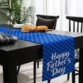 thumbnail image 4 of Happy Father's Day Cotton Linen Table Runner 14 x 72 inch Blue Checkered Plaid Non-slip Rectangular Dining Table Decor for Wedding Party Holiday Dinner, 4 of 8