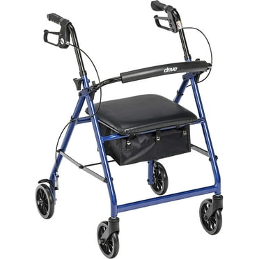 Walker Rollator with 6" Wheels, Fold Up Removable Back Support and Padded Seat, Blue( Pack of 2 )