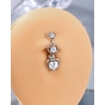 thumbnail image 3 of Triple Heart Dangle Belly Button Rings 14G Reverse Belly Navel Rings Dangly Cute Belly Piercing Jewelry Stainless Steel, 3 of 7