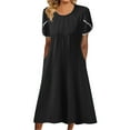 thumbnail image 1 of B91xZ Robes pour Femmes V-Cou Manches Courtes Été Oversized une Seule Pièce Tendance Mini Robe pour Femmes, Noir M, 1 of 5