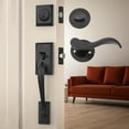 Matte Black Exterior Door Handle Set with RightHand Wave Lever and